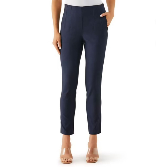 Rafaella Pants - Women's Rafaella Navy Plus Size 14 Ankle & Cropped Stretch Pants
